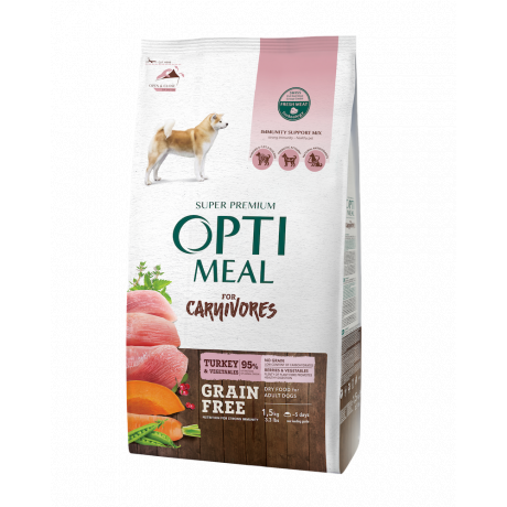 Сухой корм Optimeal Dog Adult Grain Free Turkey Vegetables беззерновой корм для взрослых собак всех пород (индейка и овощи) 10 кг